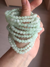 Load image into Gallery viewer, 4.7mm 100% natural type A light green white jadeite jade beads bracelet for size 50-55mm hand group BP155
