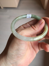 Load image into Gallery viewer, 48mm certified 100% natural Type A icy watery green/brown/gray slim oval jadeite jade bangle BL111-9436
