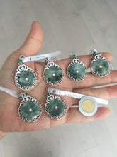 Load image into Gallery viewer, Type A 100% Natural dark green with green floating flowers Jadeite Jade Safety Guardian Button donuts Pendant group X138
