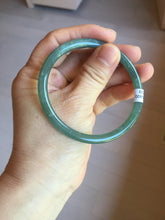 Load image into Gallery viewer, 57mm Certified Type A 100% Natural icy watery deep sea dark green/blue/gray/black Guatemala slim round cut Jadeite bangle PC81-7028
