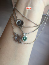 Load image into Gallery viewer, Layered Necklace with Natural Type A sunny green Jadeite Bead, Sun &amp; Mandala Pendant, Boho Minimalist Good Luck Jewelry Gift for Her PA66
