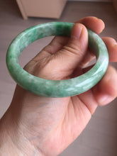 Load image into Gallery viewer, 59mm certified Type A 100% Natural sunny green white gray Jadeite Jade bangle BS80-9893
