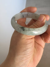 Load image into Gallery viewer, 51.5mm certified Type A 100% Natural icy watery light green black white Chinese ink painting(水墨) Jadeite Jade bangle BS66-7416
