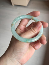 Load image into Gallery viewer, 53mm 100% Natural type A icy watery sunny green carved and golden-painted round cut Jadeite Jade bangle PA173-0228
