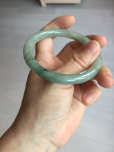 Load image into Gallery viewer, 57mm Certified type A 100% Natural  light green gray round cut Jadeite bangle PD39-9585
