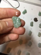 Load image into Gallery viewer, 100% natural type A icy watery jadeite jade green/white 3D PiXiu(貔貅) pendant necklace F160
