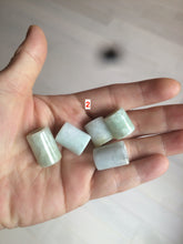 Load image into Gallery viewer, 5 pieces of100% natural light green/purple/white jadeite jade barrel beads (supply) AX37
