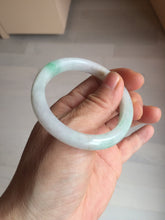 Load image into Gallery viewer, 51mm Certified Type A 100% Natural sunny green white Jadeite Jade oval bangle D161-5352
