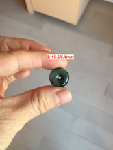 Load image into Gallery viewer, Type A 100% Natural dark green black Jadeite Safety Guardian Button donuts pendant PD187

