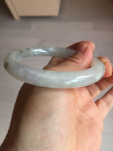 Load image into Gallery viewer, 54.7mm 100% natural type A icy watery light green/brown/black seaweed round cut jadeite jade bangle Q140-5253
