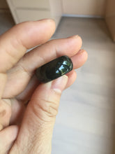 Load image into Gallery viewer, 17.1mm size 6 3/4 100% natural type A black/dark green (Mocui, 墨翠) broad jadeite jade band ring thumb ring BK105

