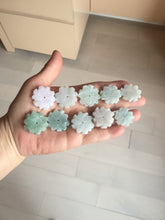 Load image into Gallery viewer, Type A 100% Natural light green/white/purple jadeite Jade flower Pendant PB47
