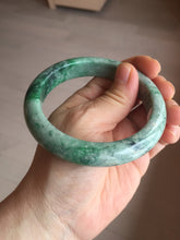 Load image into Gallery viewer, 60.5mm certified Type A 100% Natural sunny green gray black Jadeite Jade bangle BS81-9872
