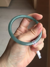 Load image into Gallery viewer, 58.8mm Certified Type A 100% Natural light green/blue/gray Guatemala slim round cut Jadeite bangle BP214-3802
