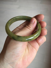 Load image into Gallery viewer, 53.2mm certified type A 100% Natural green/yellow with dark green floating flowers Jadeite Jade bangle PC104-9106
