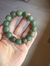 Load image into Gallery viewer, 100% Natural 13.8x12.5mm dark green/gray/brown vintage style nephrite Hetian Jade bead bracelet HF76
