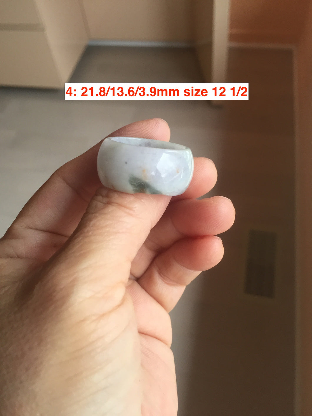 100% natural type A light purple/green/white broad jadeite jade band ring thumb ring Pb42