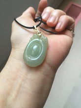 Load image into Gallery viewer, 100% Natural type A icy oily light green gray Jadeite Jade seashell (福贝)  pendant F147
