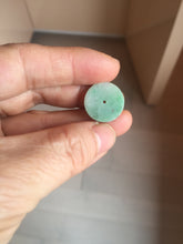 Load image into Gallery viewer, 16-19 mm Type A 100% Natural  light green sunny green white Jadeite Jade Safety Guardian Button donuts Pendant group PB90
