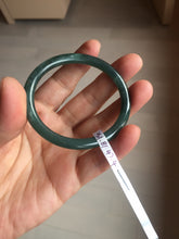 Load image into Gallery viewer, 50.5mm Certified Type A 100% Natural dark green/blue/gray Guatemala slim round cut oval Jadeite bangle BP196-2470

