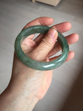 Load image into Gallery viewer, 57.5mm Certified 100% natural Type A icy watery oily dark green/gray(老油青) jadeite jade bangle PB160-0372
