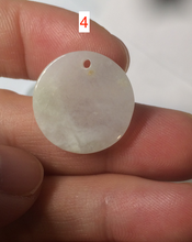Load image into Gallery viewer, 100% Natural icy watery white/light green jadeite Jade round disc Pendant/worry stone BF99
