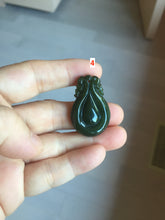 Load image into Gallery viewer, 100% Natural type A dark green/gray/black(油青) Jadeite Jade seashell (福贝)  pendant group BP187
