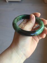 Load image into Gallery viewer, Sold  58.8mm Certified 100% natural Type A sunny green dark green/black(绿水墨)  jadeite jade bangle PB57-9764
