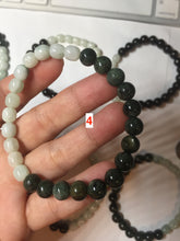 Load image into Gallery viewer, 7.6-8mm 100% natural white/black/blue/green/brown(Wuji, Mocui) jadeite jade beads bracelet BP148
