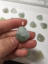 Load image into Gallery viewer, 100% Natural type A icy watery light green white small happy Buddha (拇指佛) jadeite Jade pendant group F131
