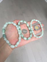 Load image into Gallery viewer, 100% natural type A icy watery light green olive shape(LU LU TONG) beads jadeite jade bracelet group BP147
