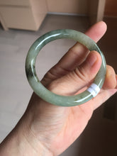 Load image into Gallery viewer, 54.3mm Certified type A 100% Natural green dark green floating seaweed round cut Jadeite bangle PC139-6618

