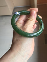 Load image into Gallery viewer, 57mm certified 100% Natural dark green black (碧玉) nephrite Jade bangle HT109-1574
