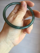 Load image into Gallery viewer, 63mm Certified Type A 100% Natural deep sea dark green/blue/black slim round cut Guatemala Jadeite bangle PC62-7020
