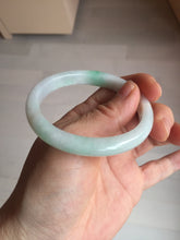 Load image into Gallery viewer, 51mm Certified Type A 100% Natural sunny green white Jadeite Jade oval bangle D161-5352
