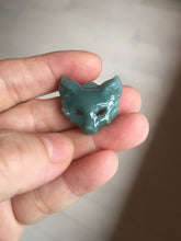 Load image into Gallery viewer, 100% natural type A dark green/gray Guatemala jadeite jade fox mask pendant necklace BP176
