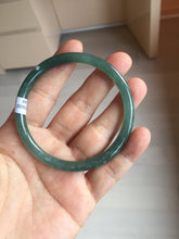 Load image into Gallery viewer, 56.2mm Certified Type A 100% Natural icy watery dark green/blue/gray/black slim round cut Guatemala Jadeite bangle BP30-7049
