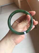 Load image into Gallery viewer, 61.5mm certified 100% Natural dark green black (碧玉) round cut nephrite Jade bangle HT105-1579
