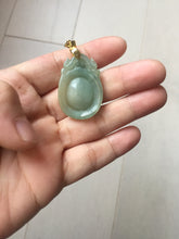 Load image into Gallery viewer, 100% Natural type A icy oily dark green Jadeite Jade seashell (福贝)  pendant F146
