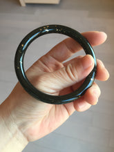Load image into Gallery viewer, 59mm 100% Natural dark green/black meteorite Stellar Night sky round cut nephrite bangle HF91-8252
