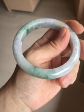 Load image into Gallery viewer, 55.4mm 100% Natural type A green purple white carved flowers and golden-painted Jadeite Jade bangle PB228-0264
