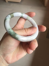 Load image into Gallery viewer, 58.5mm Certified Type A 100% Natural light green/sunny green/brown/black/purple(Rocky Mountain Dusk) chubby round cut Jadeite bangle PD87-1090
