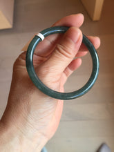 Load image into Gallery viewer, 54mm Certified Type A 100% Natural dark green/blue/gray with Guatemala slim round cut Jadeite bangle BG199-8829
