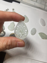 Load image into Gallery viewer, 100% Natural type A light green purple white openwork jadeite pendant BP183

