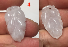 Load image into Gallery viewer, 100% natural type A icy watery white purple green jadeite jade  leaf pendant group F157
