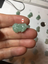 Load image into Gallery viewer, 100% natural type A icy watery jadeite jade green/white 3D PiXiu(貔貅) pendant necklace F160
