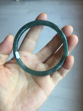 Load image into Gallery viewer, 59.5mm Certified Type A 100% Natural dark green/blue/gray with flying snow Guatemala slim round cut Jadeite bangle PD60-3365

