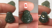 Load image into Gallery viewer, 100% Natural type A icy watery dark green/light green/yellow/white small happy Buddha (拇指佛) jadeite Jade pendant group AU18
