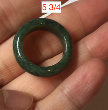 Load image into Gallery viewer, Size 2 1/2-8 100% natural type A oily dark green/black jadeite jade band ring AX158
