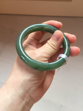 Load image into Gallery viewer, 56.3mm certified 100% Natural dark green black (碧玉) round cut nephrite Jade bangle HT104-1584
